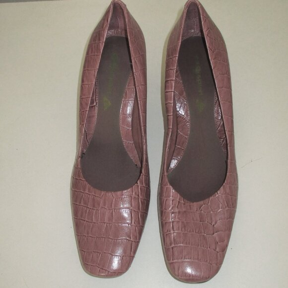 Easy Spirit "Brancht" Womens Dusty Pink Mauve Croco Leather Pump - Size 7.5M - Picture 4 of 7